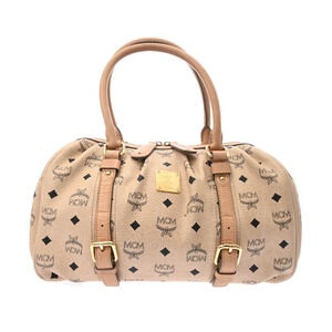 MCM Boston Bag Beige Tan Calfskin Handbag